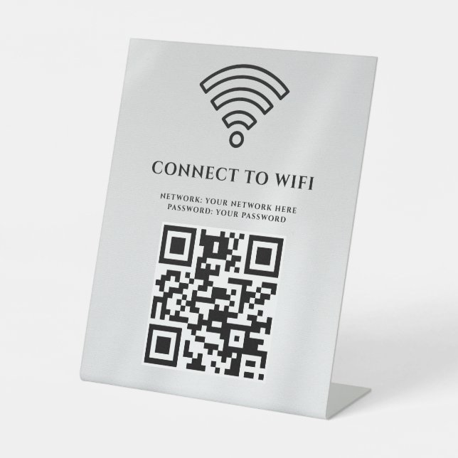 Signe De Table Code QR de réseau WiFi professionnel personnalisé (Recto)