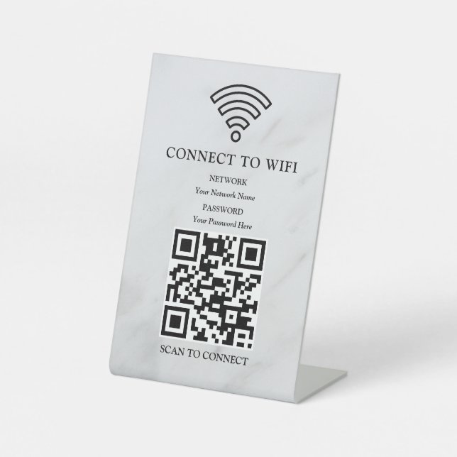 Signe De Table Code QR de réseau WiFi professionnel personnalisé (Recto)