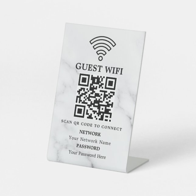 Signe De Table Code QR de réseau WiFi professionnel personnalisé (Recto)