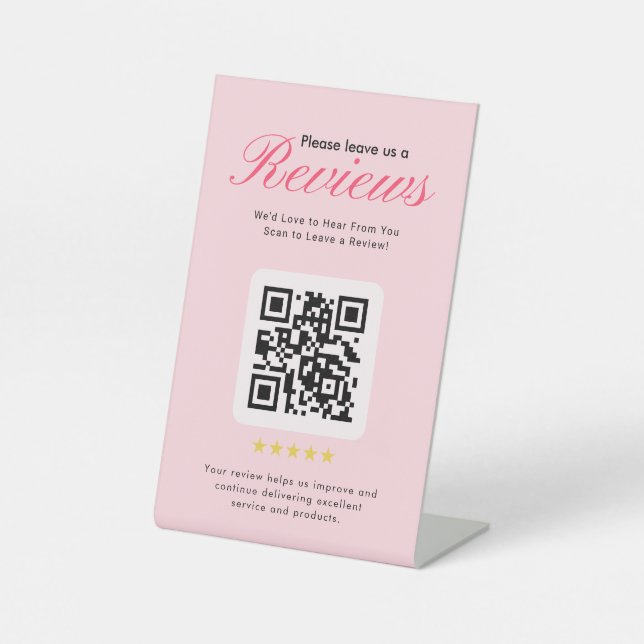 Signe De Table Code QR de révision 5 étoiles pour entreprise sur  (Recto)
