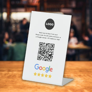 Signe De Table Code QR de révision de Google Business
