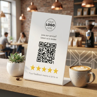 Signe De Table Code QR de révision d'entreprise de petite taille 
