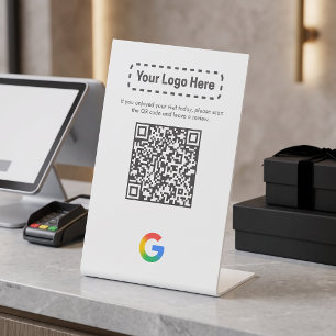 Signe De Table Code QR de révision d'entreprise moderne blanc min