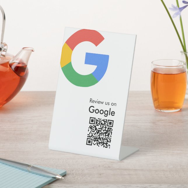 Signe De Table Code QR de révision Google moderne et tendance (In SItu)