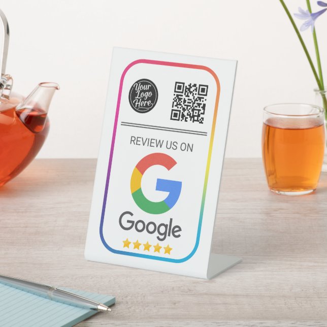 Signe De Table Code QR de révision Google moderne pour les entrep (In SItu)