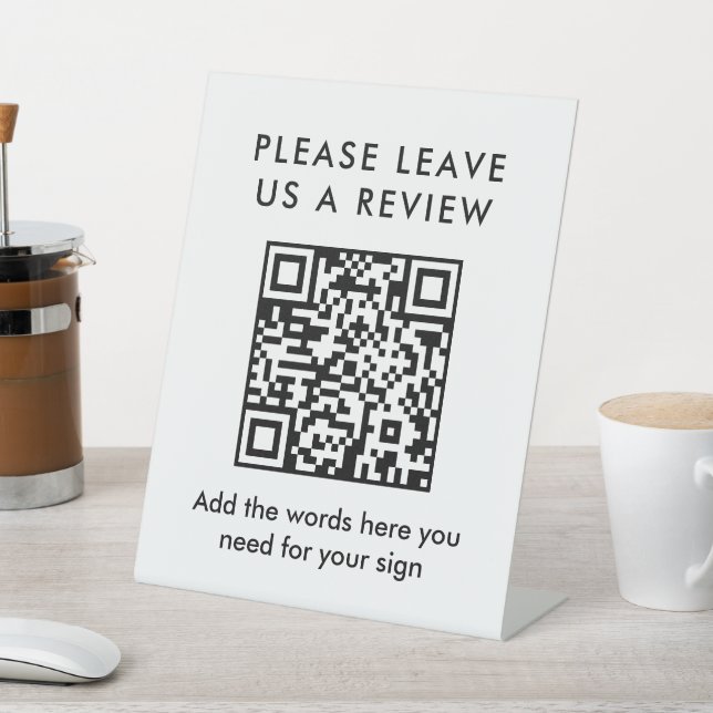 Signe De Table Code QR de révision personnalisé noir simple moder (In SItu)