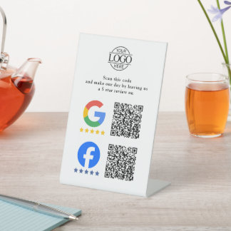 Signe De Table Code QR de révision simple pour Google et Facebook