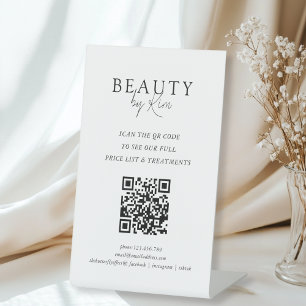Signe De Table Code QR de salon élégant minimaliste blanc et noir