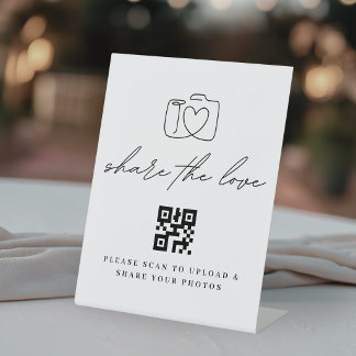 Signe De Table Code QR de téléchargement de photos minimaliste Pa