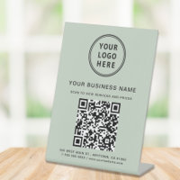 Code QR d'entreprise et logo vert sauge