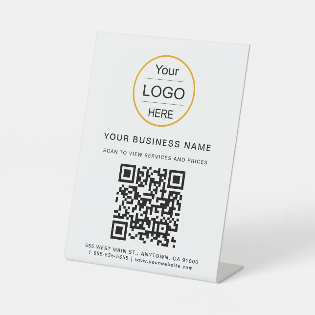 Signe De Table Code QR d'entreprise / Logo Base/Menu Logo (Recto)
