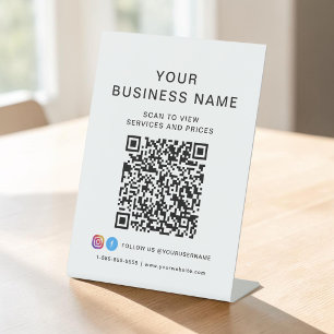 Signe De Table Code QR d'entreprise, scannez pour vous connecter