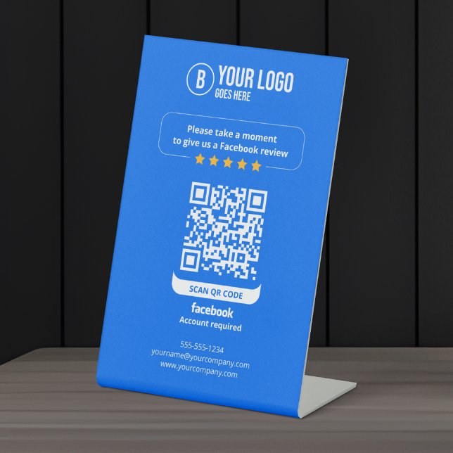 Signe De Table Code QR des avis Facebook Évaluez mon entreprise 5 (Créateur téléchargé)