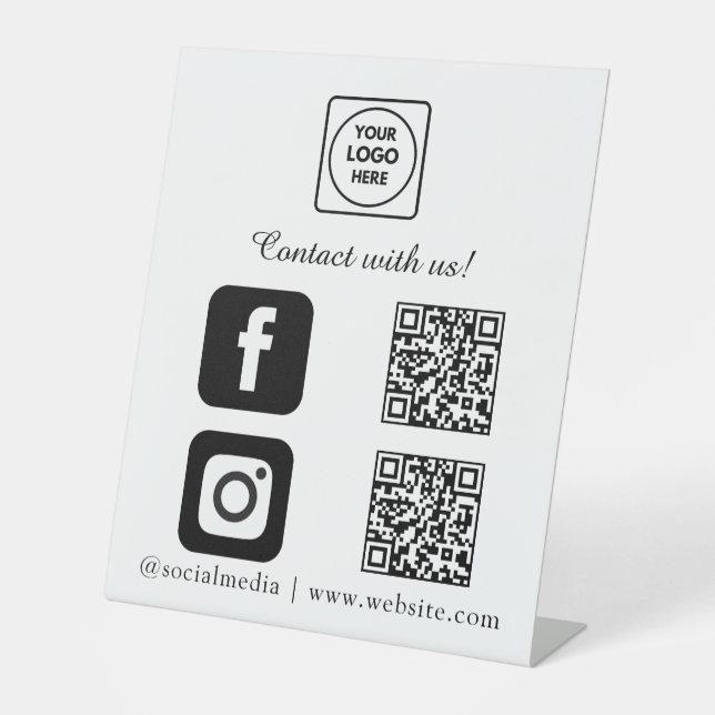 Signe De Table Code QR des médias sociaux | Connecter Instagram F (Recto)