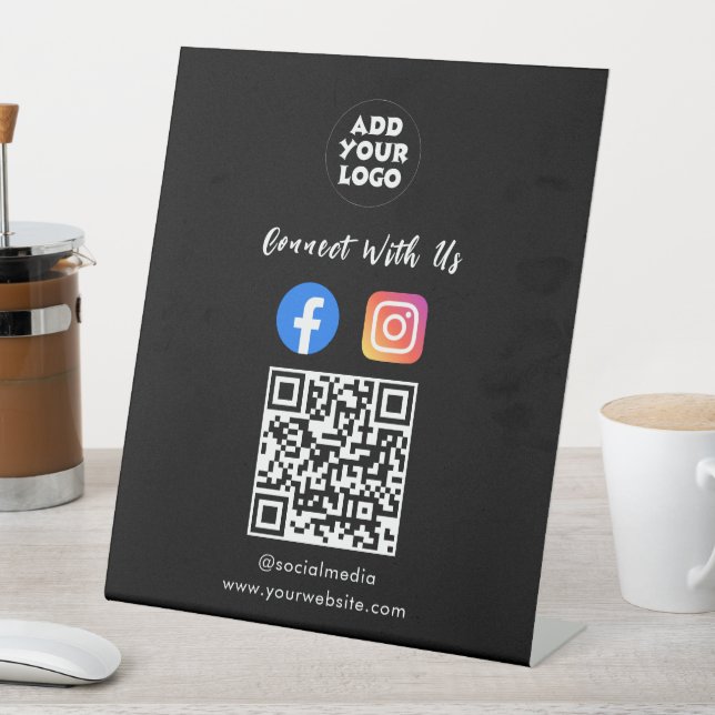 Signe De Table Code QR des médias sociaux | Présentoir de table I (In SItu)