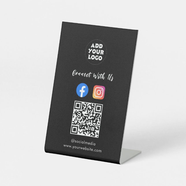 Signe De Table Code QR des médias sociaux | Présentoir pour Insta (Recto)