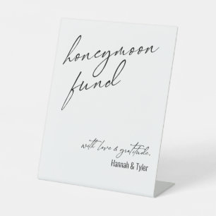 Signe De Table Code QR du Fonds de Lune de Miel Contemporain Blan
