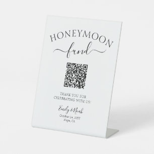 Signe De Table Code QR du Fonds de Lune de Miel Décor de Mariage