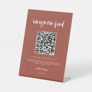 Signe De Table Code QR du fonds de lune de miel en brique brûlée 