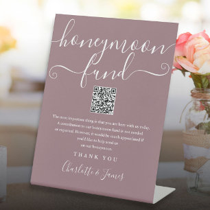 Signe De Table Code QR du Fonds de Lune de Miel Mauve