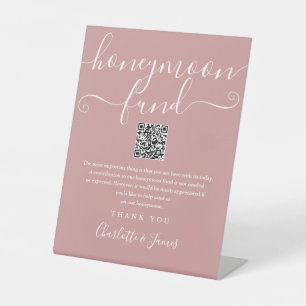 Signe De Table Code QR du Fonds de Lune de Miel Rose Poussiéreuse