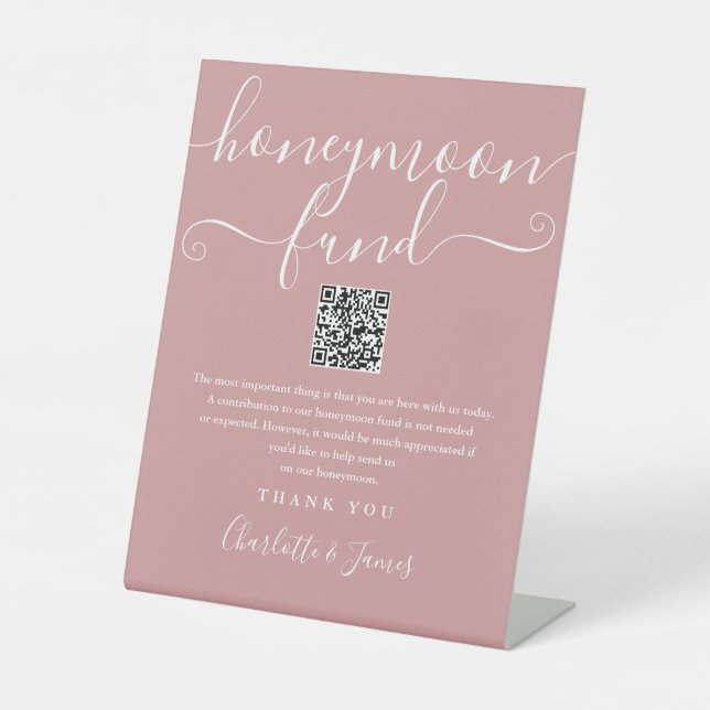 Signe De Table Code QR du Fonds de Lune de Miel Rose Poussiéreuse (Recto)