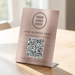 Signe De Table Code QR du logo de l'entreprise Rose Gold