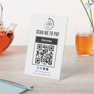 Signe De Table Code QR du logo de l'entreprise Scan To Pay