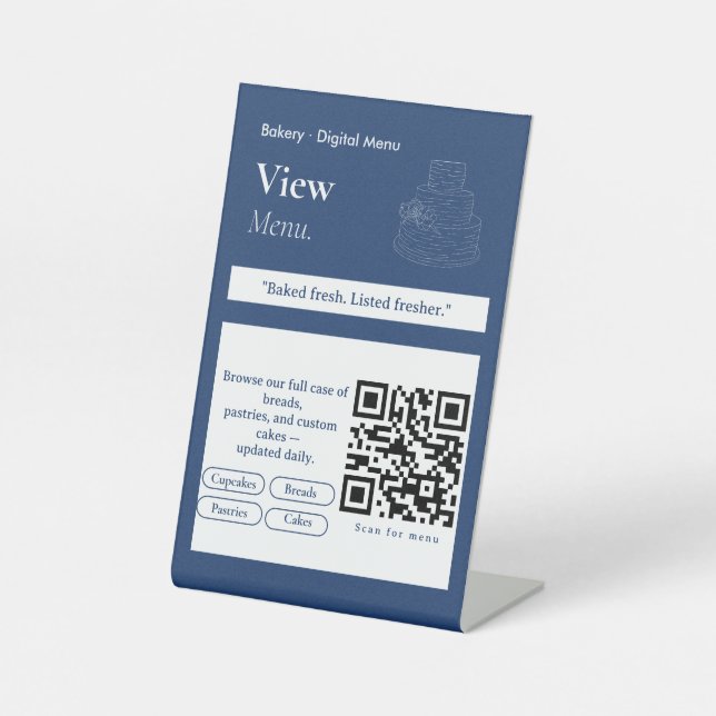 Signe De Table Code QR du menu en vue moderne | Menu numérique  (Recto)