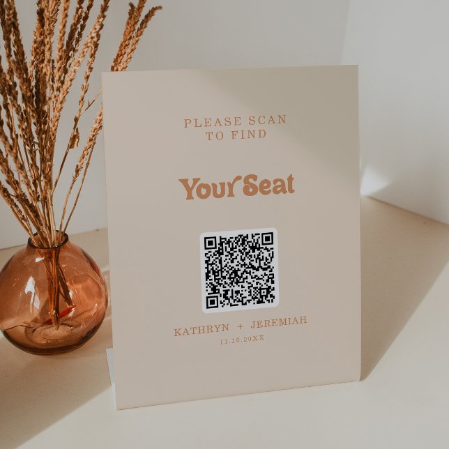 Signe De Table Code QR du plan de table en terre cuite simple et  (Créateur téléchargé)