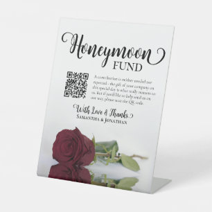Signe De Table Code QR élégant pour le Fonds de Lune de Miel Rose