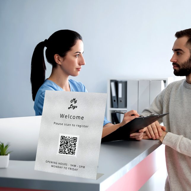 Signe De Table Code QR enregistrement client argent bienvenue (Créateur téléchargé)