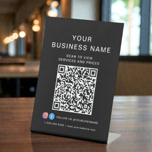 Signe De Table Code QR Entreprise Scan pour Connecter Noir