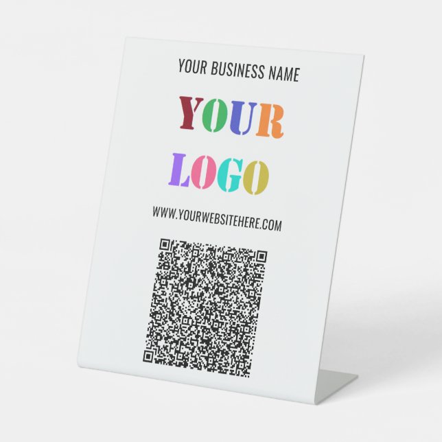 Signe De Table Code QR et logo Business Pedestal Signet Modèle (Recto)