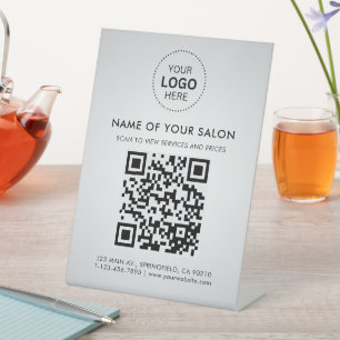 Signe De Table Code QR et Logo de l'entreprise de salon