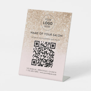 Signe De Table Code QR et logo de l'entreprise du Salon Gold Glit