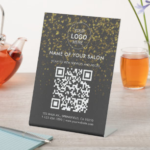 Signe De Table Code QR et logo de l'entreprise du Salon Gold Glit