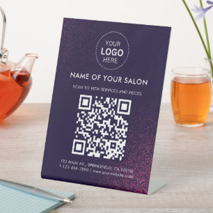 Signe De Table Code QR et Logo de l'entreprise Salon Abstrait