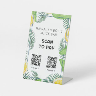 Signe De Table Code QR Feuilles Tropicales Scannez pour Payer Pan