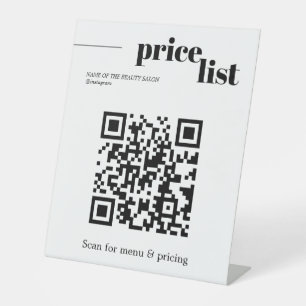 Signe De Table Code QR gras minimaliste noir et blanc pour salon