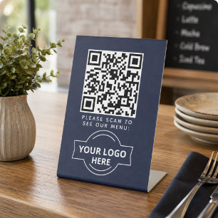 Signe De Table Code QR Logo de menu noir Menu sans contact Café m