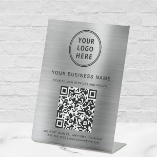 Signe De Table Code QR Logo Entreprise Argent