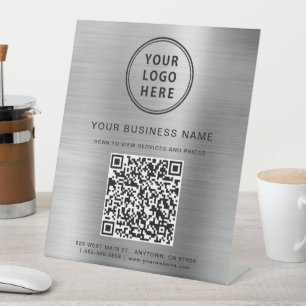 Signe De Table Code QR Logo Entreprise Moderne Argent