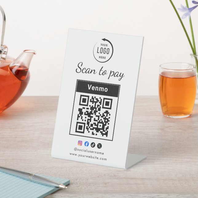 Signe De Table Code QR Logo Entreprise Scan To Pay (In SItu)