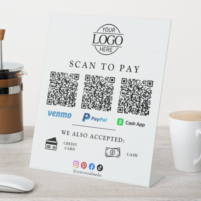 Signe De Table Code Qr Logo Entreprise Scan To Pay Table Basse (In SItu)