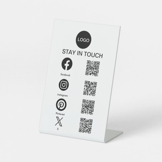 Signe De Table Code QR Médias sociaux Médias commerciaux Cachet (Recto)