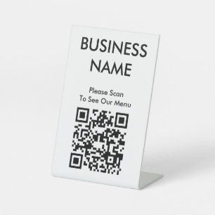 Signe De Table Code QR Menu Grand Format Café Blanc