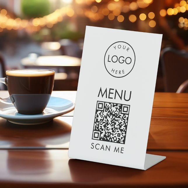 Signe De Table Code QR Menu Noir et Blanc Café Simple Scannez Moi (Créateur téléchargé)
