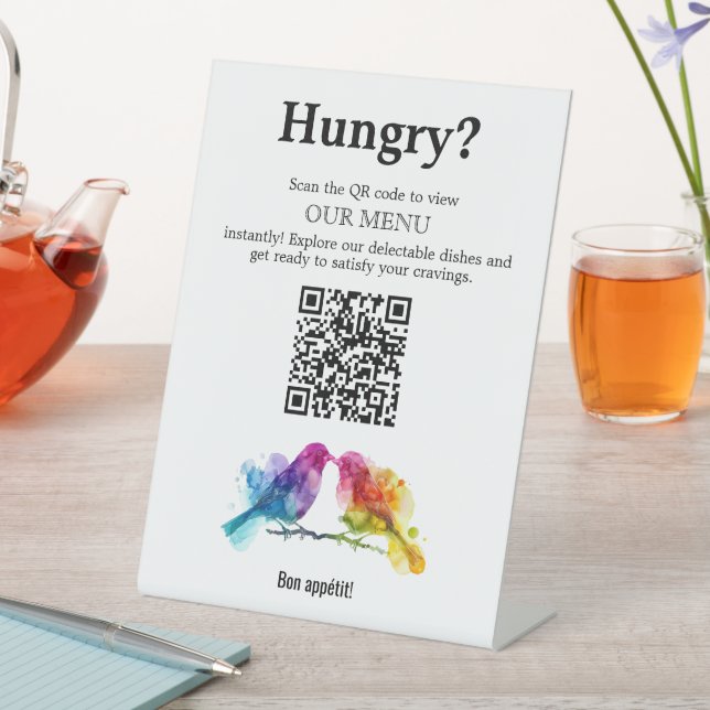 Signe De Table 🌈 code QR Menu Rainbow Lovebirds Collection (In SItu)