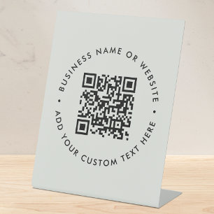 Signe De Table Code QR Minimaliste Nettoyant Simple Gray Busine